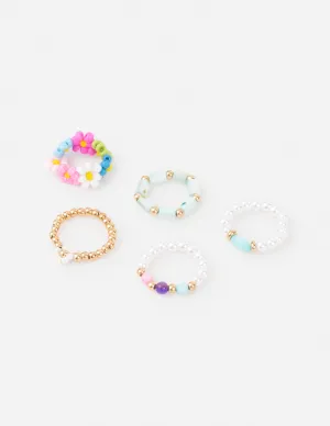 Pastel Beaded Ring Set