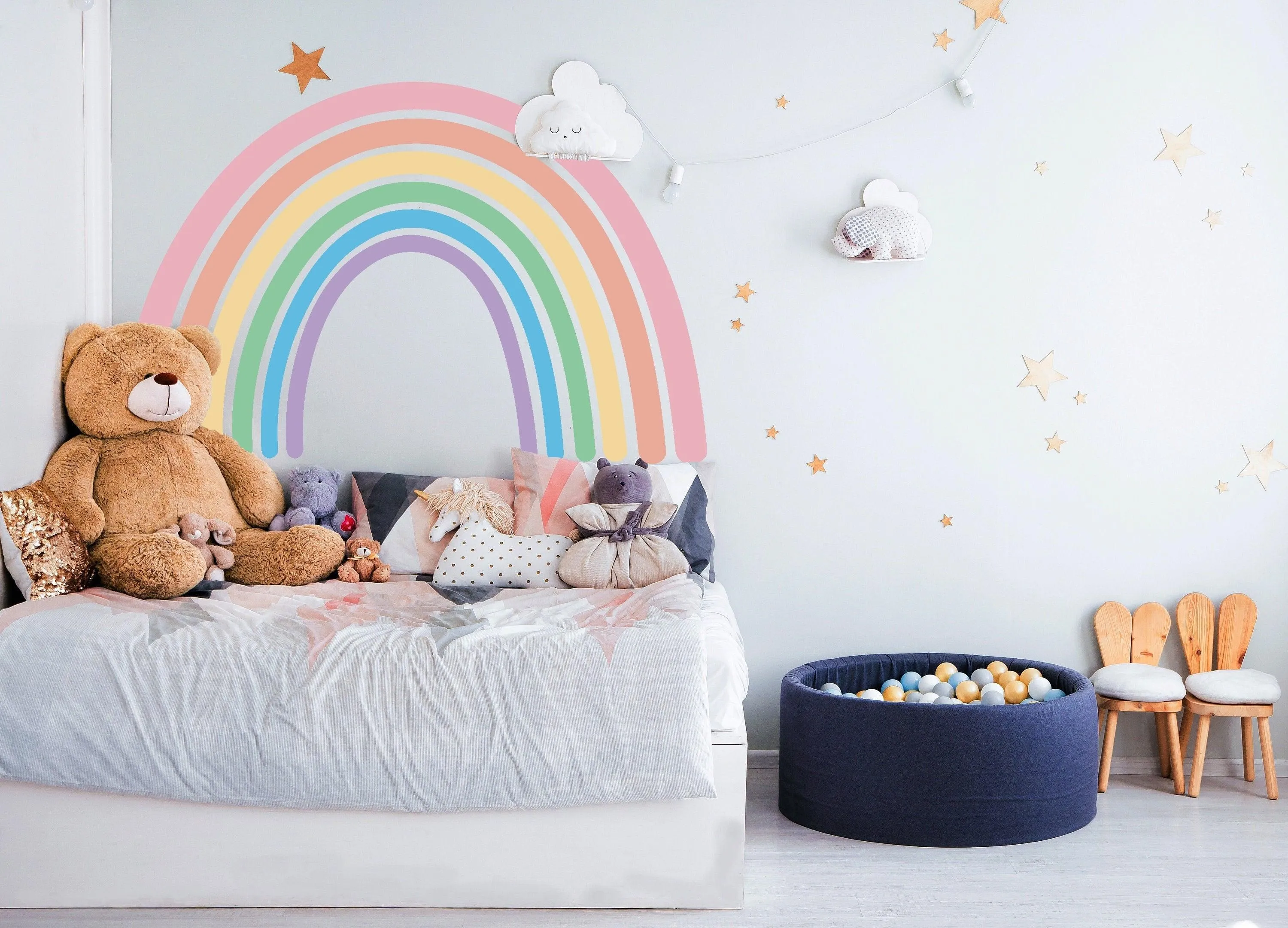 Pastel Rainbow Wall Sticker - Nursery Baby Room Boho Decoration Vinyl Decal