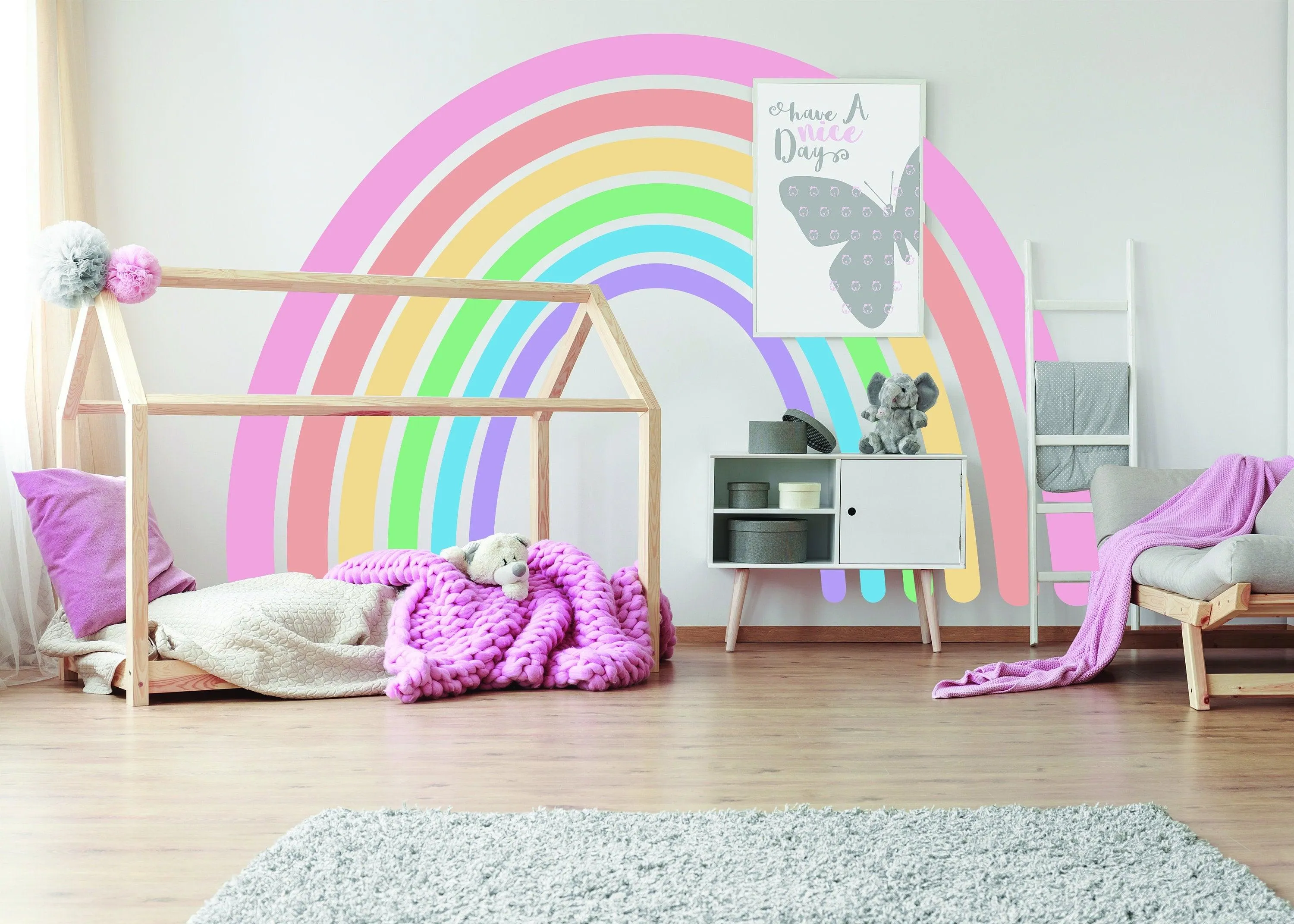 Pastel Rainbow Wall Sticker - Nursery Baby Room Boho Decoration Vinyl Decal