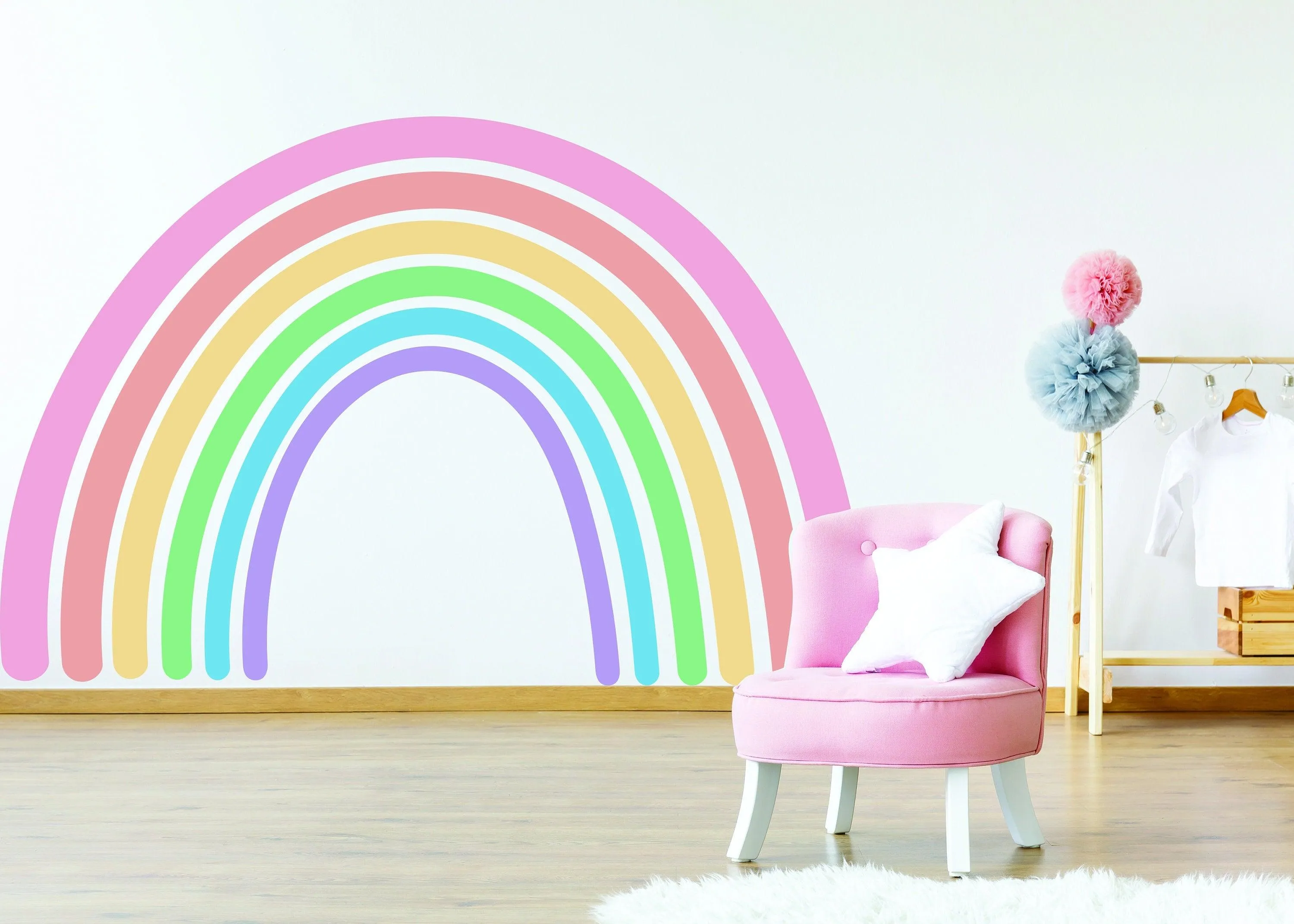 Pastel Rainbow Wall Sticker - Nursery Baby Room Boho Decoration Vinyl Decal