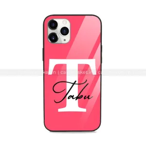 Pastel Red Name Initial's Glass Phone Cover