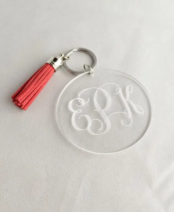 Personalized Acrylic Monogram Key Chain with Tassel