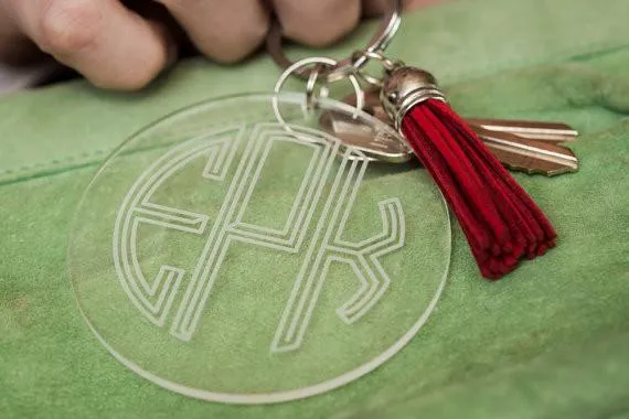 Personalized Acrylic Monogram Key Chain with Tassel