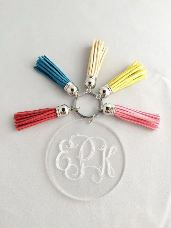 Personalized Acrylic Monogram Key Chain with Tassel