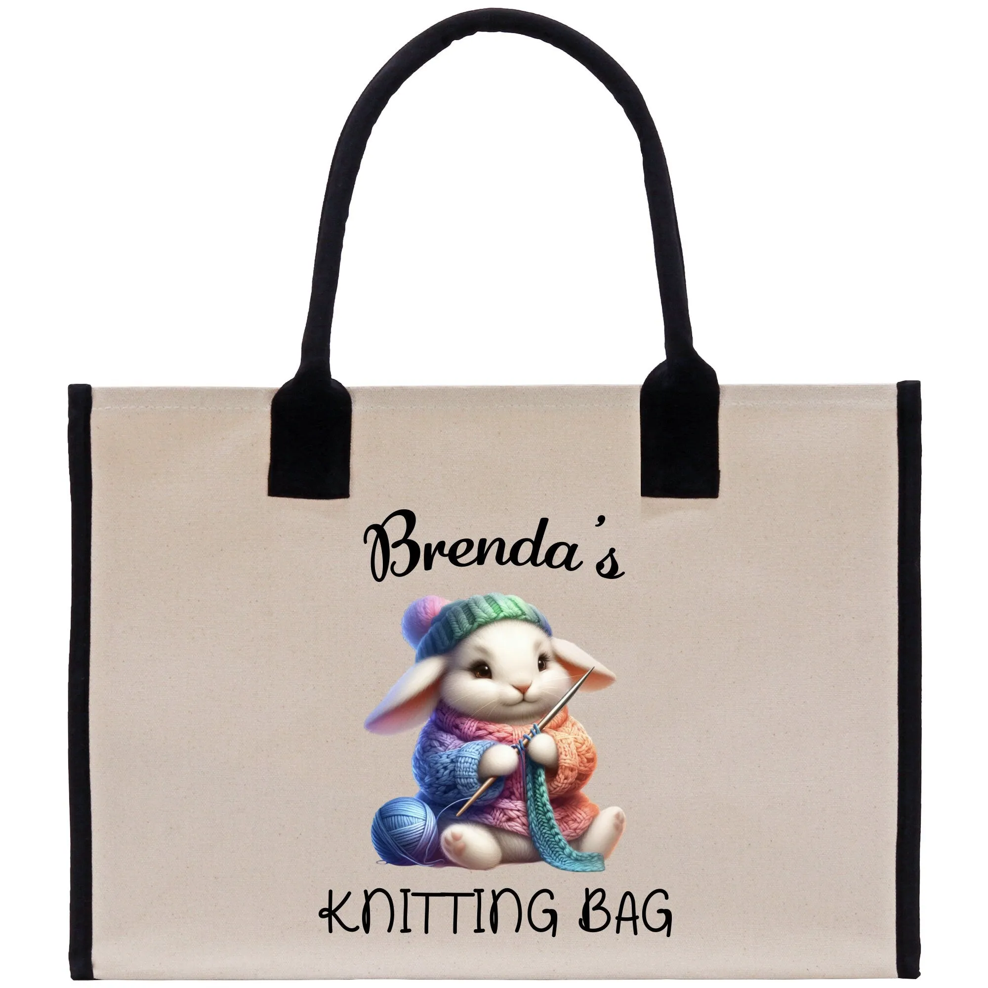 Personalized Knitting Cotton Canvas Tote Bag Custom Grandma Kitting Bag Yarn Custom Crochet Bag Mother's Day Gift Knitting Gift