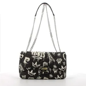 Pierre Cardin Cassidy Chain Bag | Black With White Print