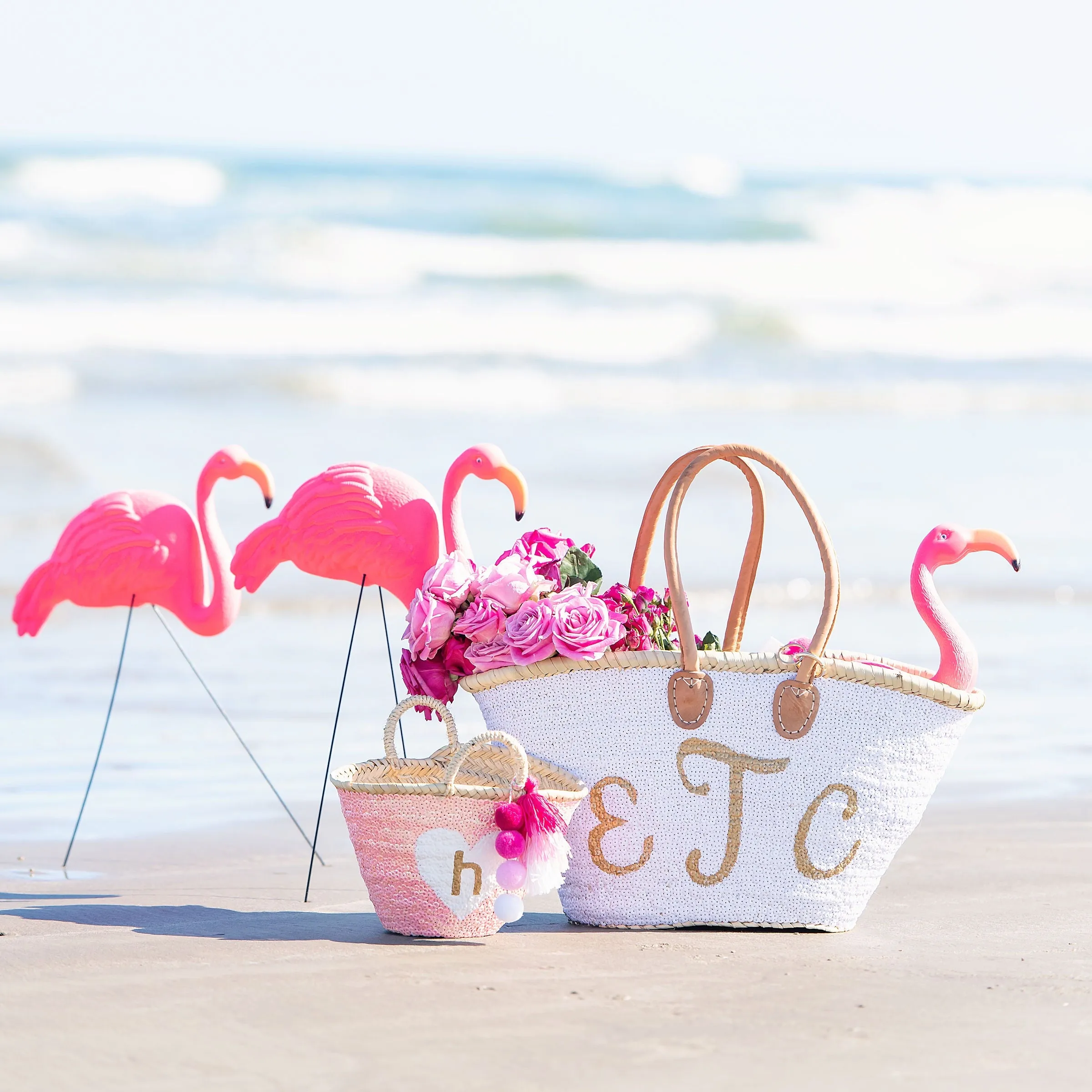 PINK All-Sequin Beach Bag | Mini