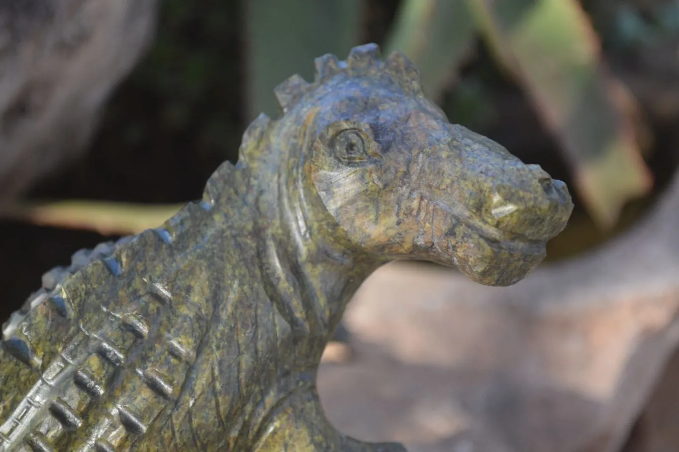 Polished Leopard Stone Dinosaur Carving x 1 From Zimbabwe