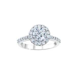 Round Brilliant Diamond Halo Engagement Ring in Platinum