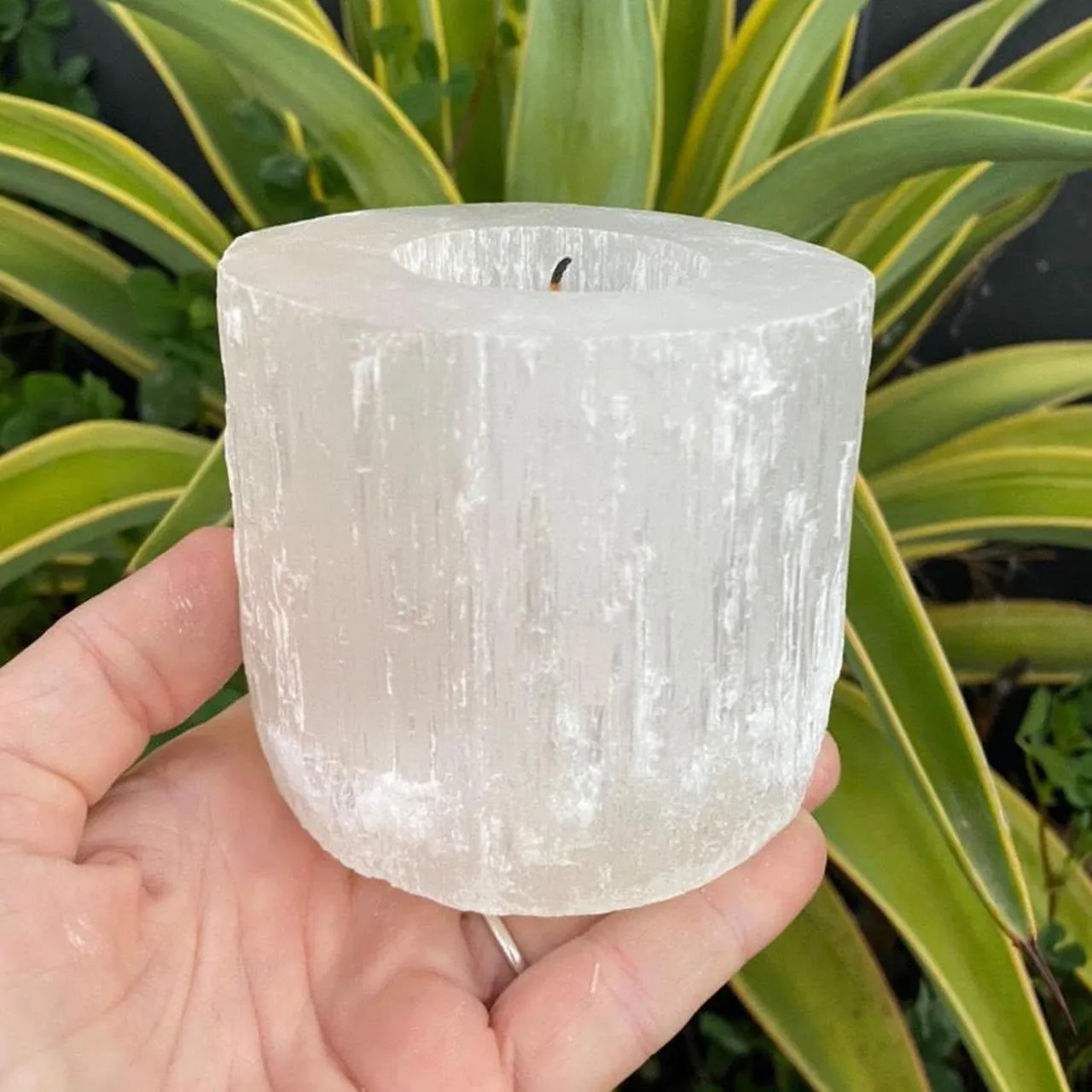 Selenite  Crystal Candle Holder Tea Light Holder Burner Gift