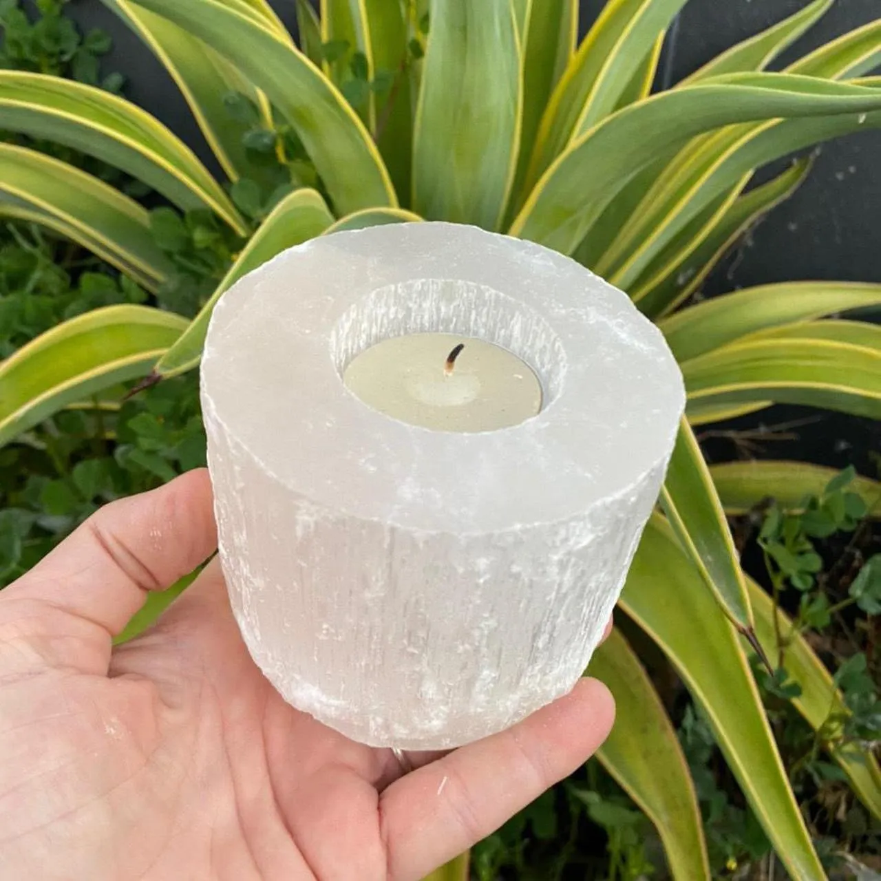 Selenite  Crystal Candle Holder Tea Light Holder Burner Gift