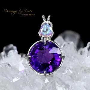 Siberian Purple Quartz Radiant Heart Pendant with Mystic Topaz