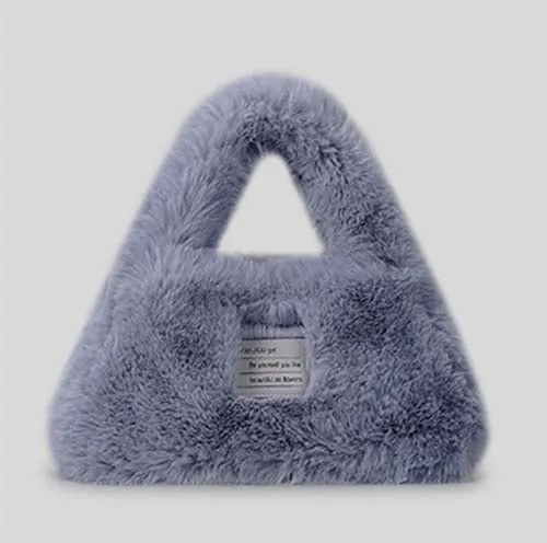 Small Plush Top Handle Shopper Bag For Winter