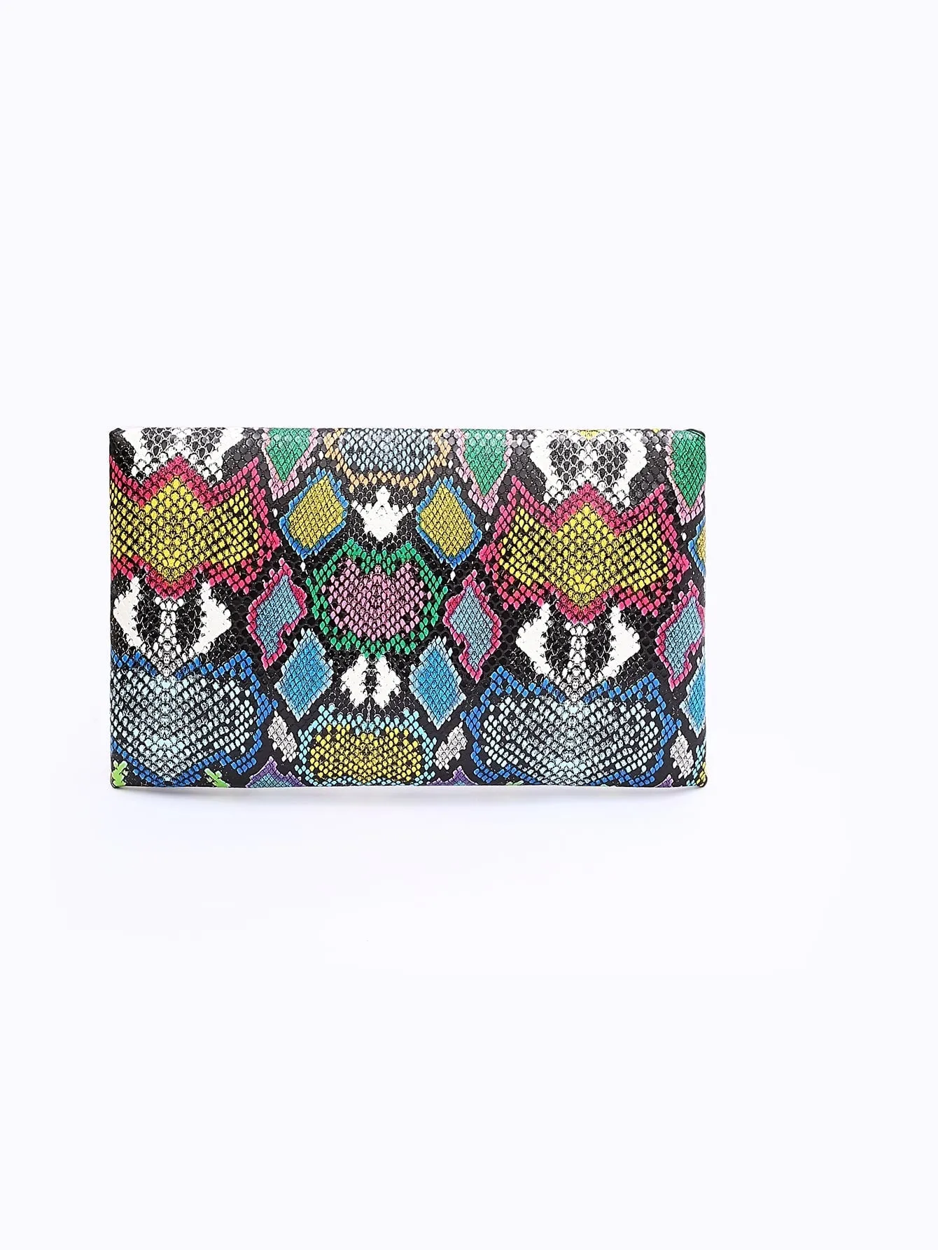 Snakeskin Print Clutch Bag