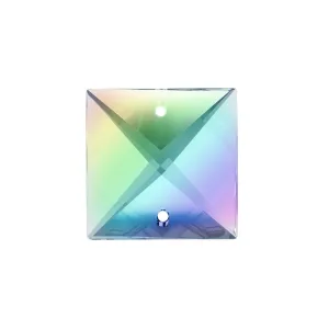 Square Crystal 22mm Aurora Borealis Prism with Two Holes