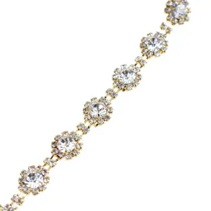 Sunflower Crystal Rhinestone Jewel Trim, Gold, 1/2-Inch, 1-Yard