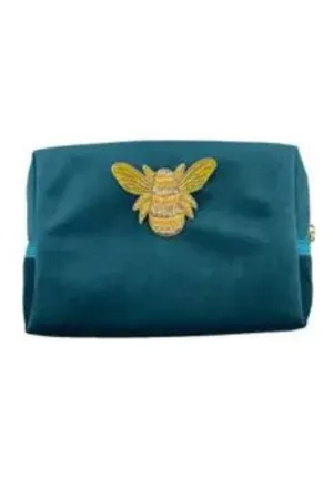 Teal Queen Bee Makeup Bag