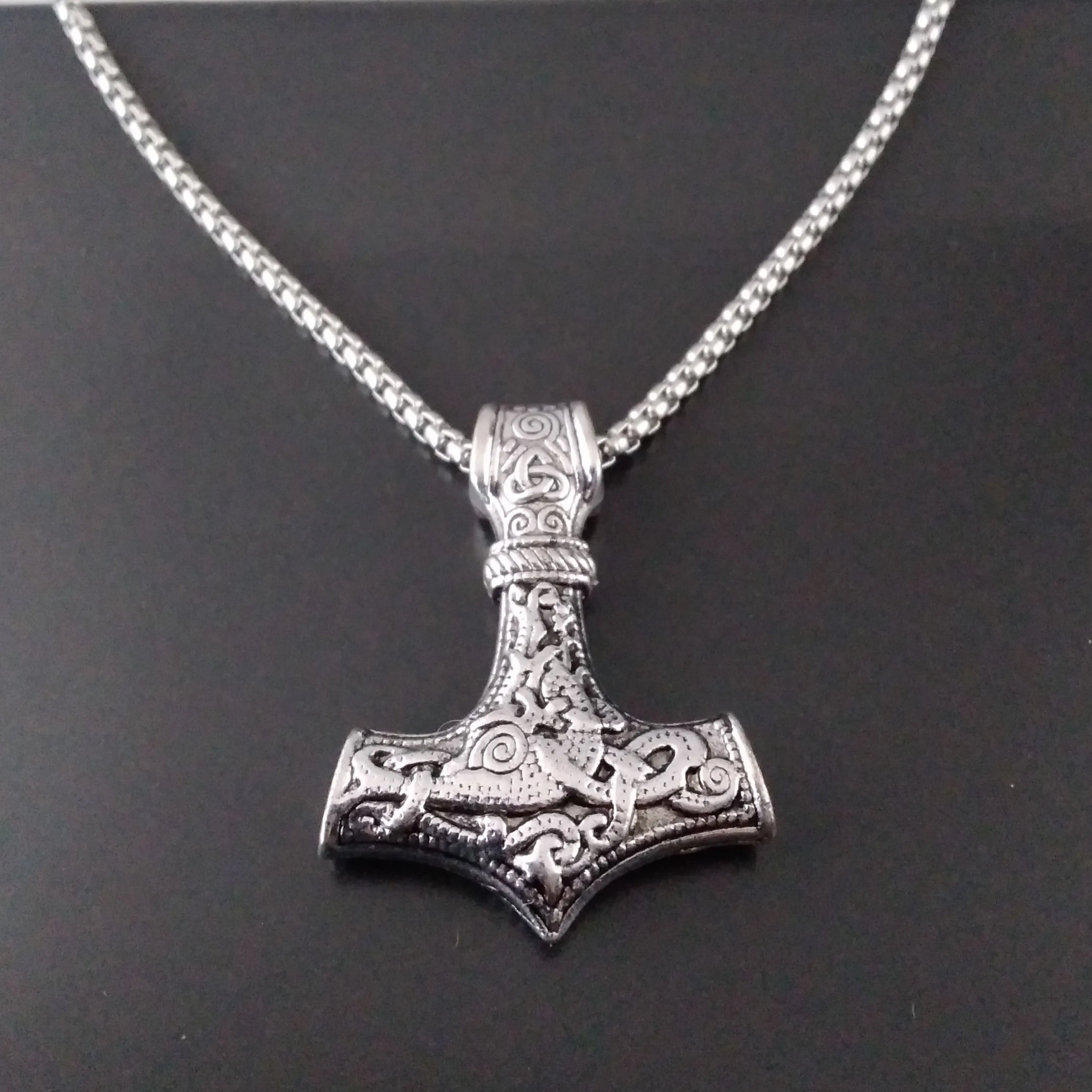 Thor's Hammer Necklace Silver Norse Viking Style