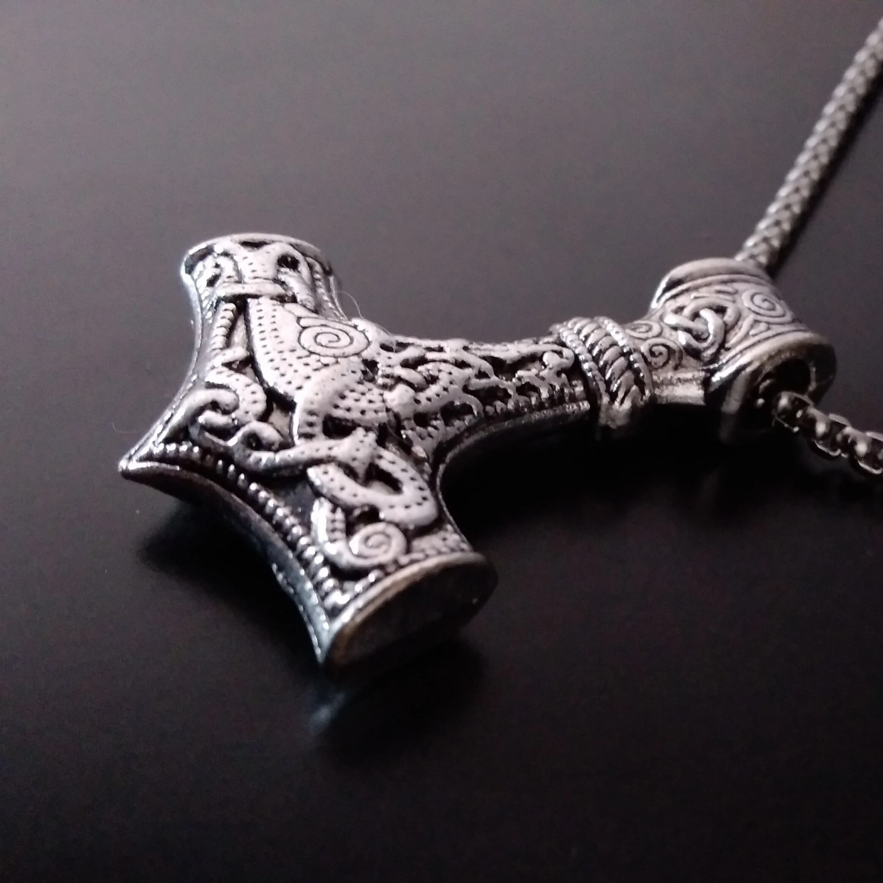 Thor's Hammer Necklace Silver Norse Viking Style