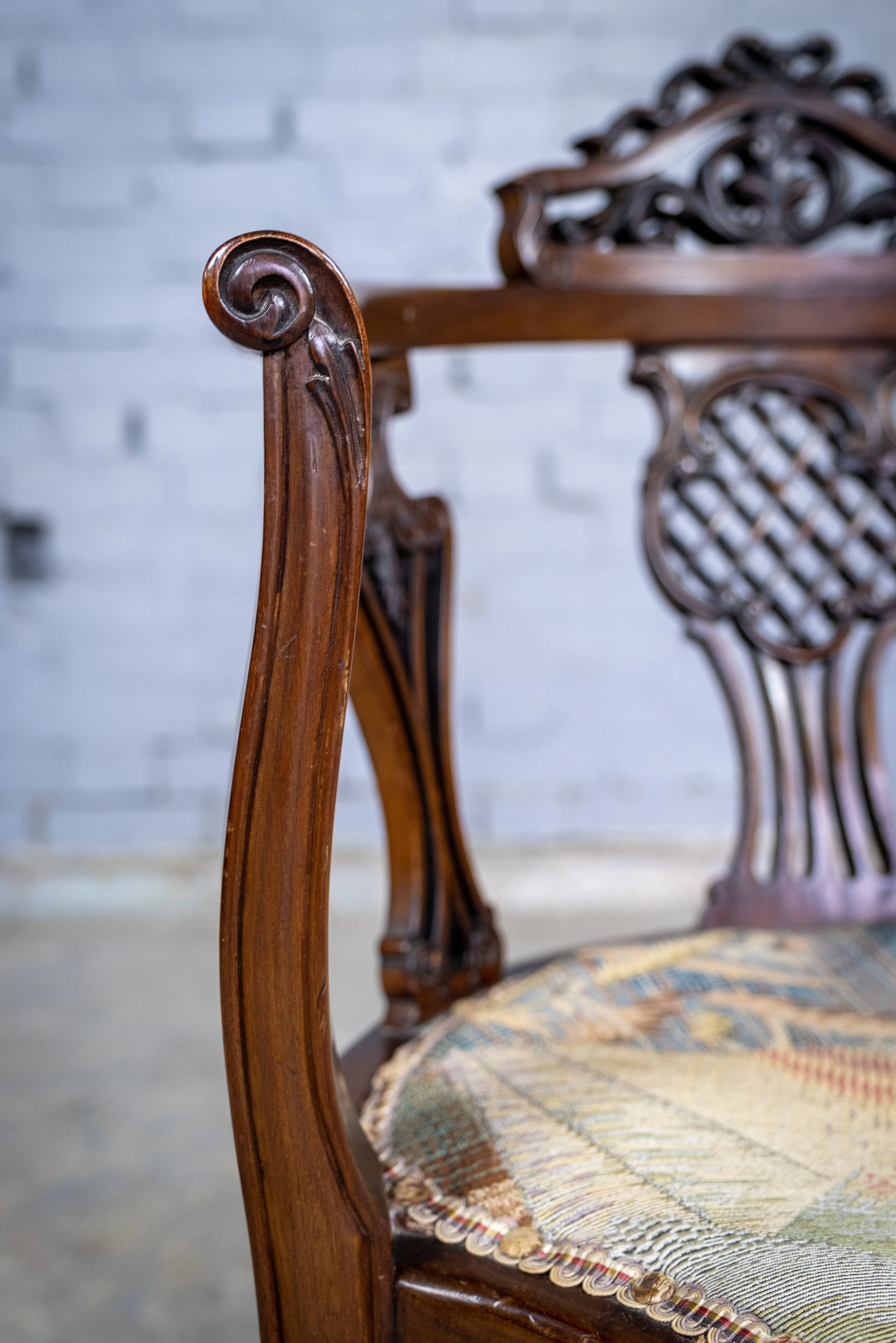 Unusual Victorian Five Leg Mahogany Tub Chair