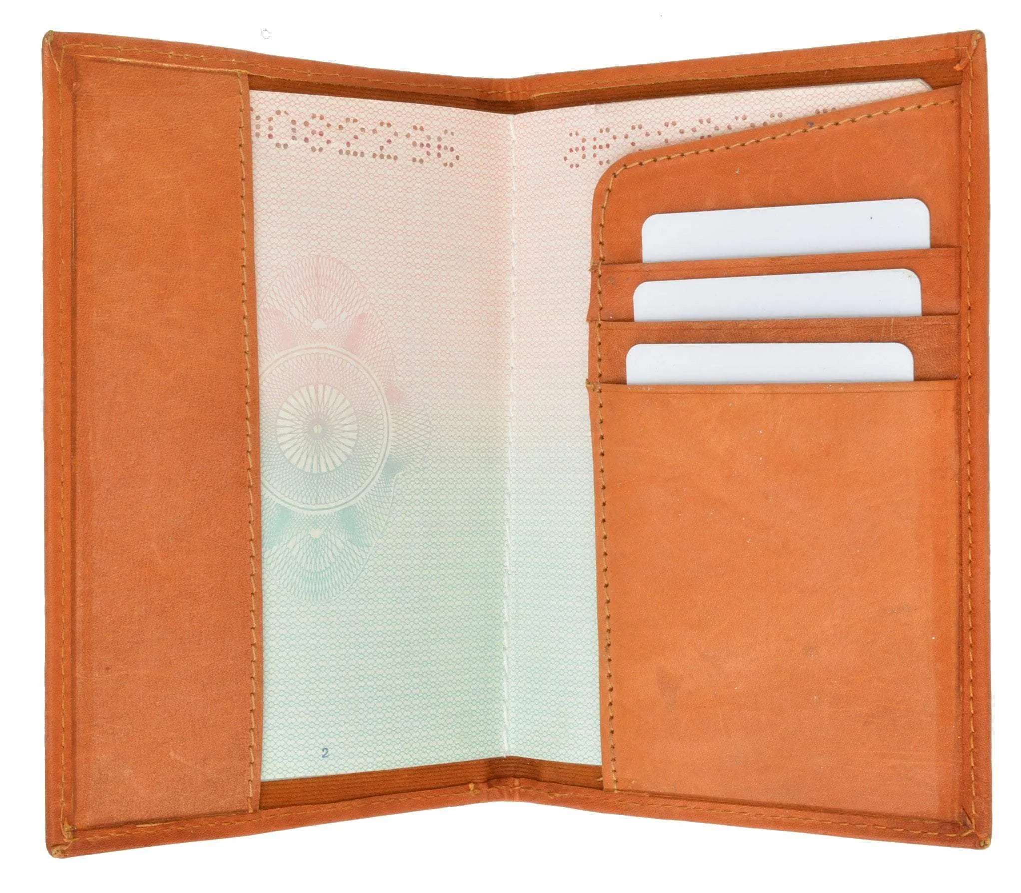 USA Gold Genuine Leather Passport Cover for Travel with Credit Card Slots 601 CF USA (C)