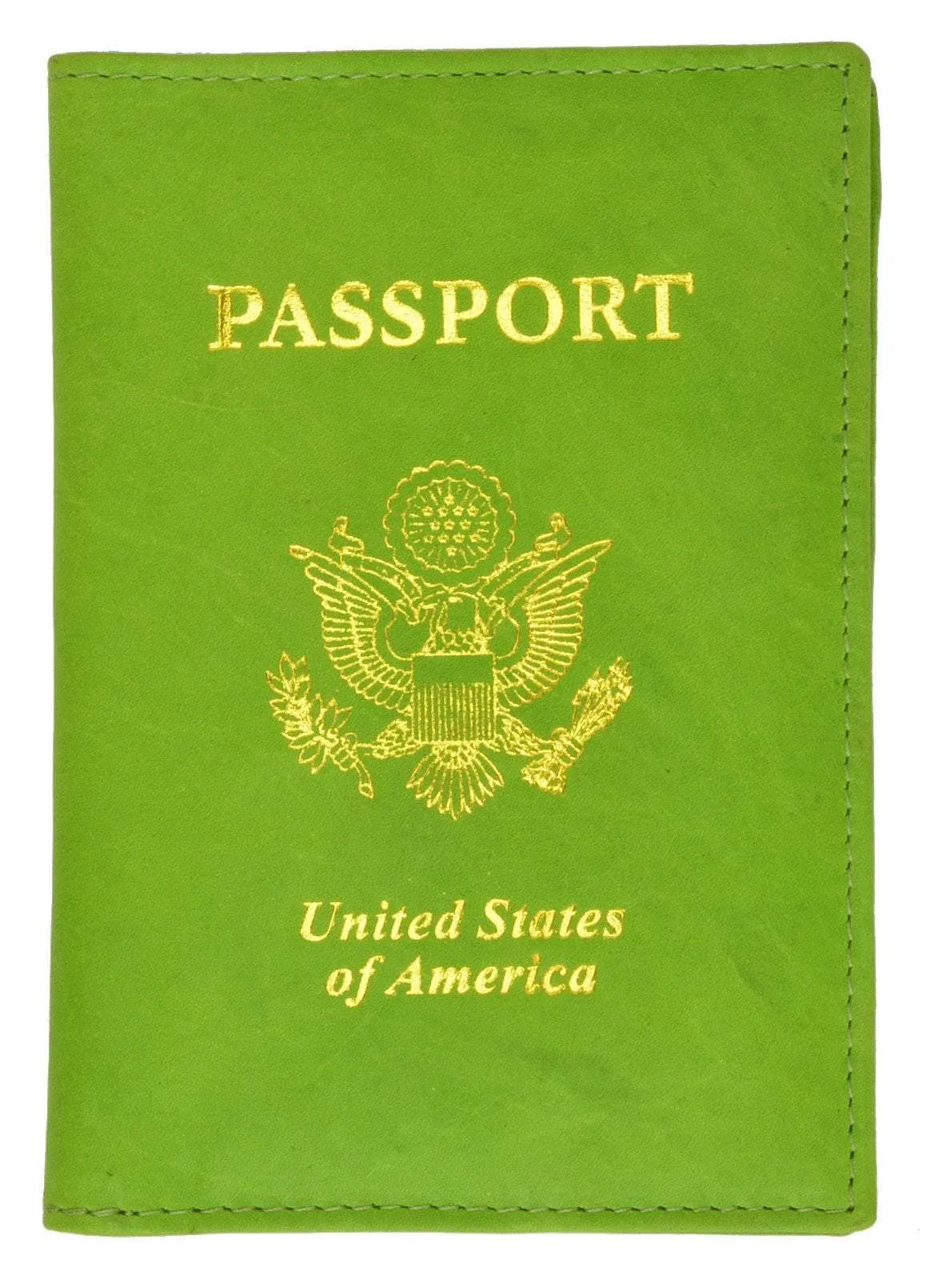 USA Gold Genuine Leather Passport Cover for Travel with Credit Card Slots 601 CF USA (C)