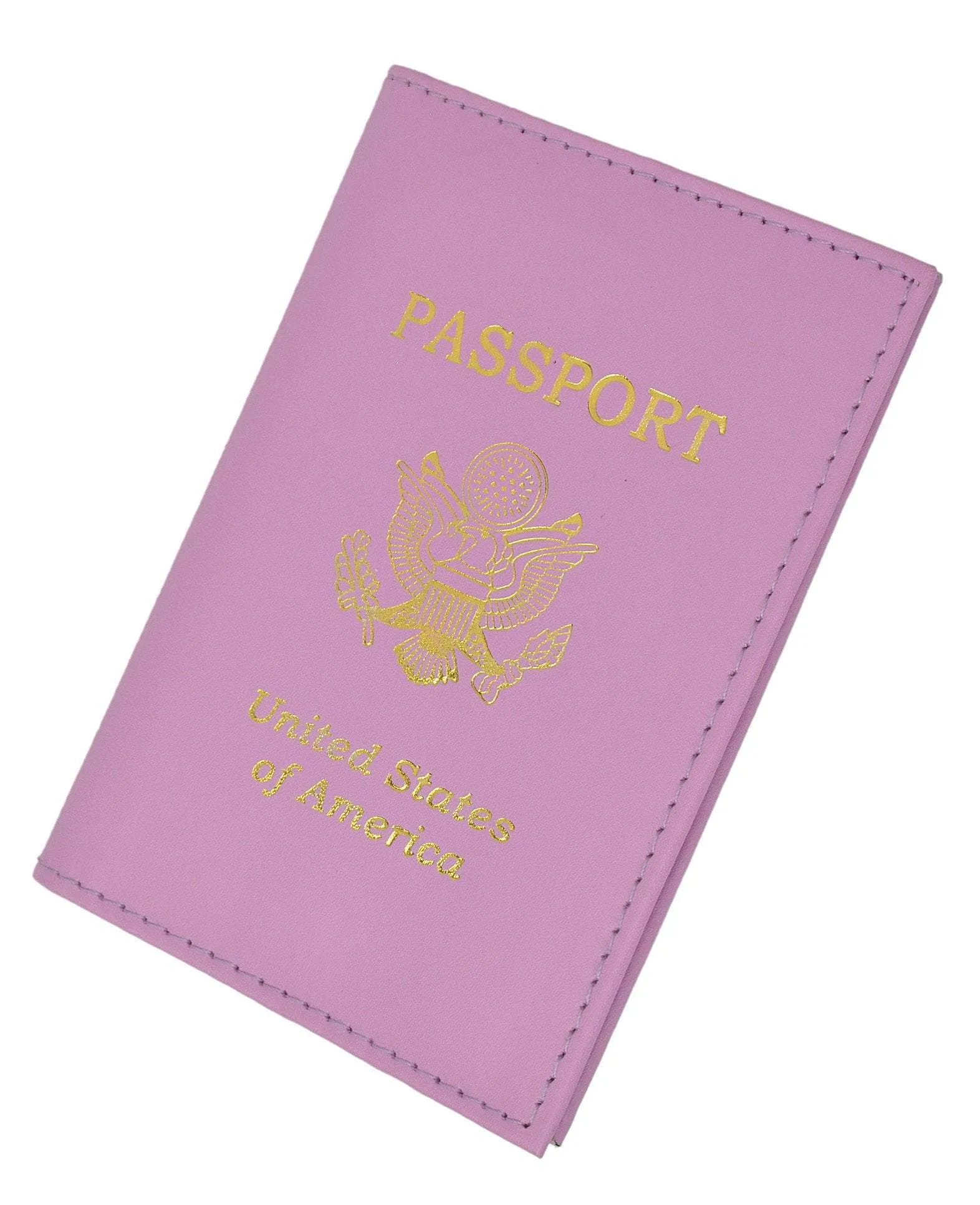 USA Gold Genuine Leather Passport Cover for Travel with Credit Card Slots 601 CF USA (C)