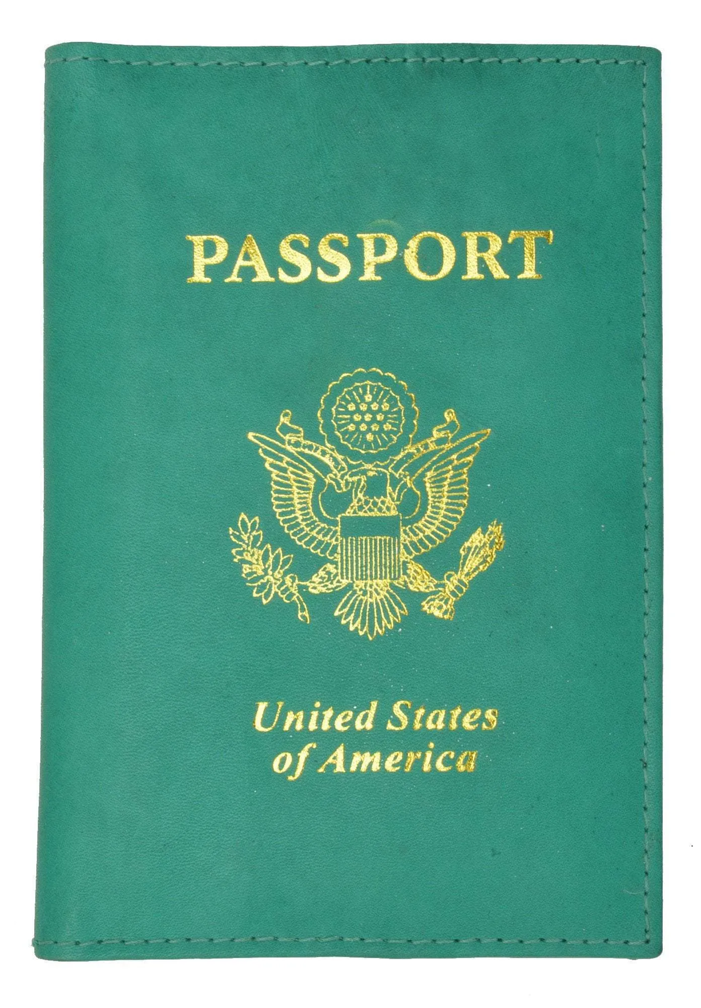 USA Gold Genuine Leather Passport Cover for Travel with Credit Card Slots 601 CF USA (C)