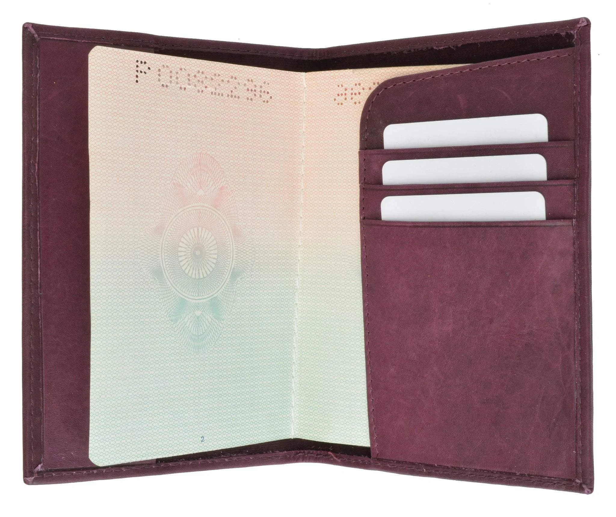 USA Gold Genuine Leather Passport Cover for Travel with Credit Card Slots 601 CF USA (C)