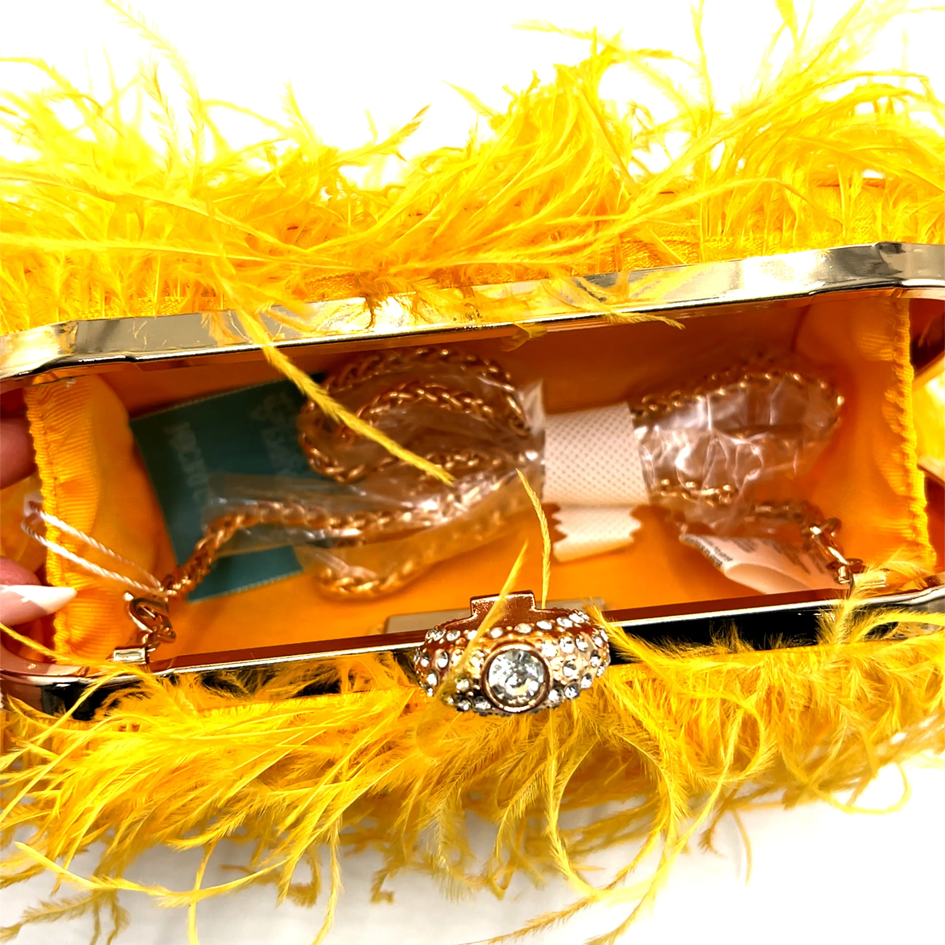 Vibrant Feather Evening Bag