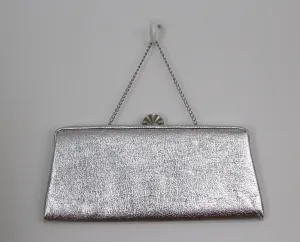 Vintage 1960s Handbag  / Silver Formal Clutch Purse