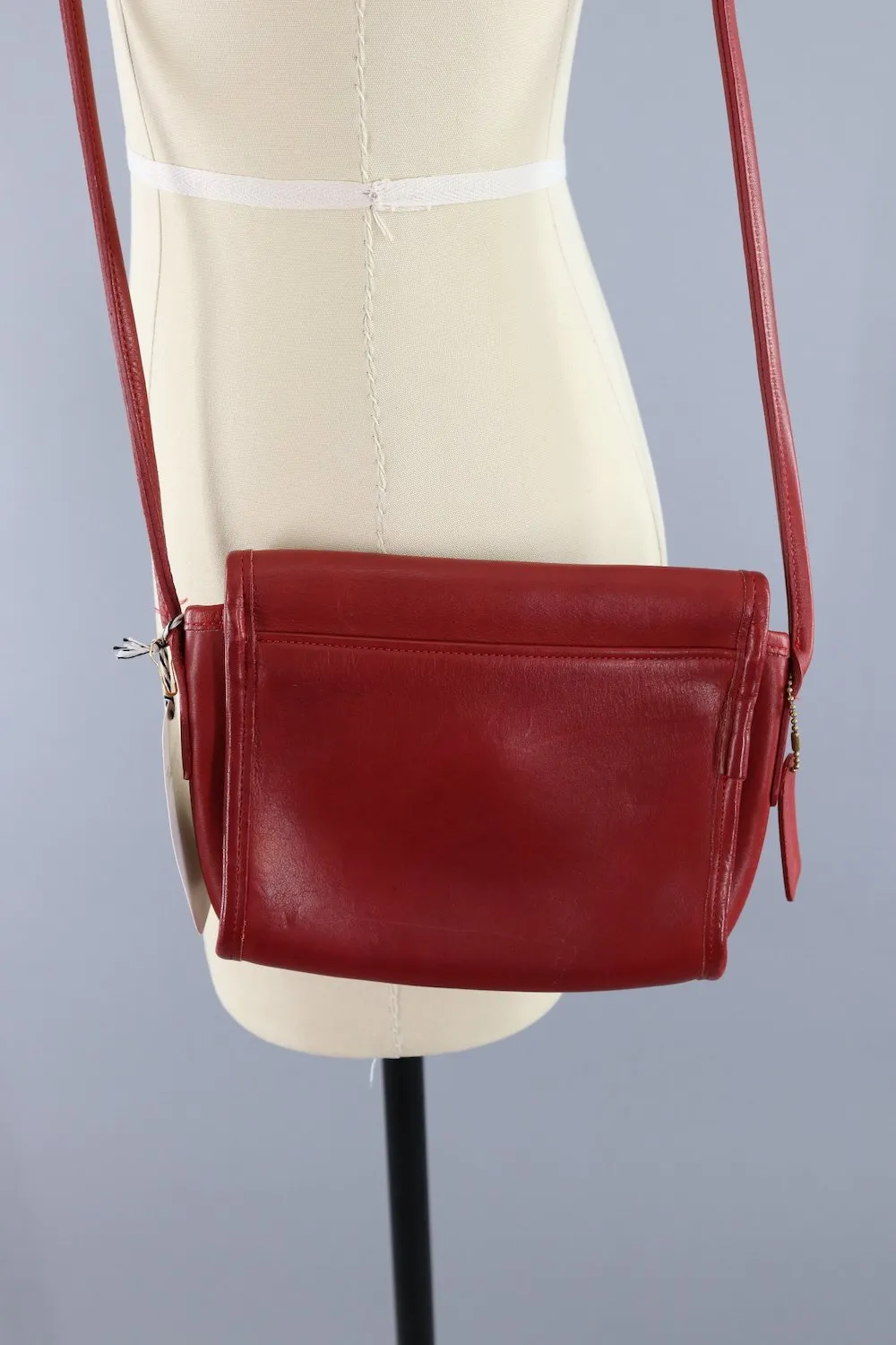 Vintage Red Leather COACH Cross Body Bag