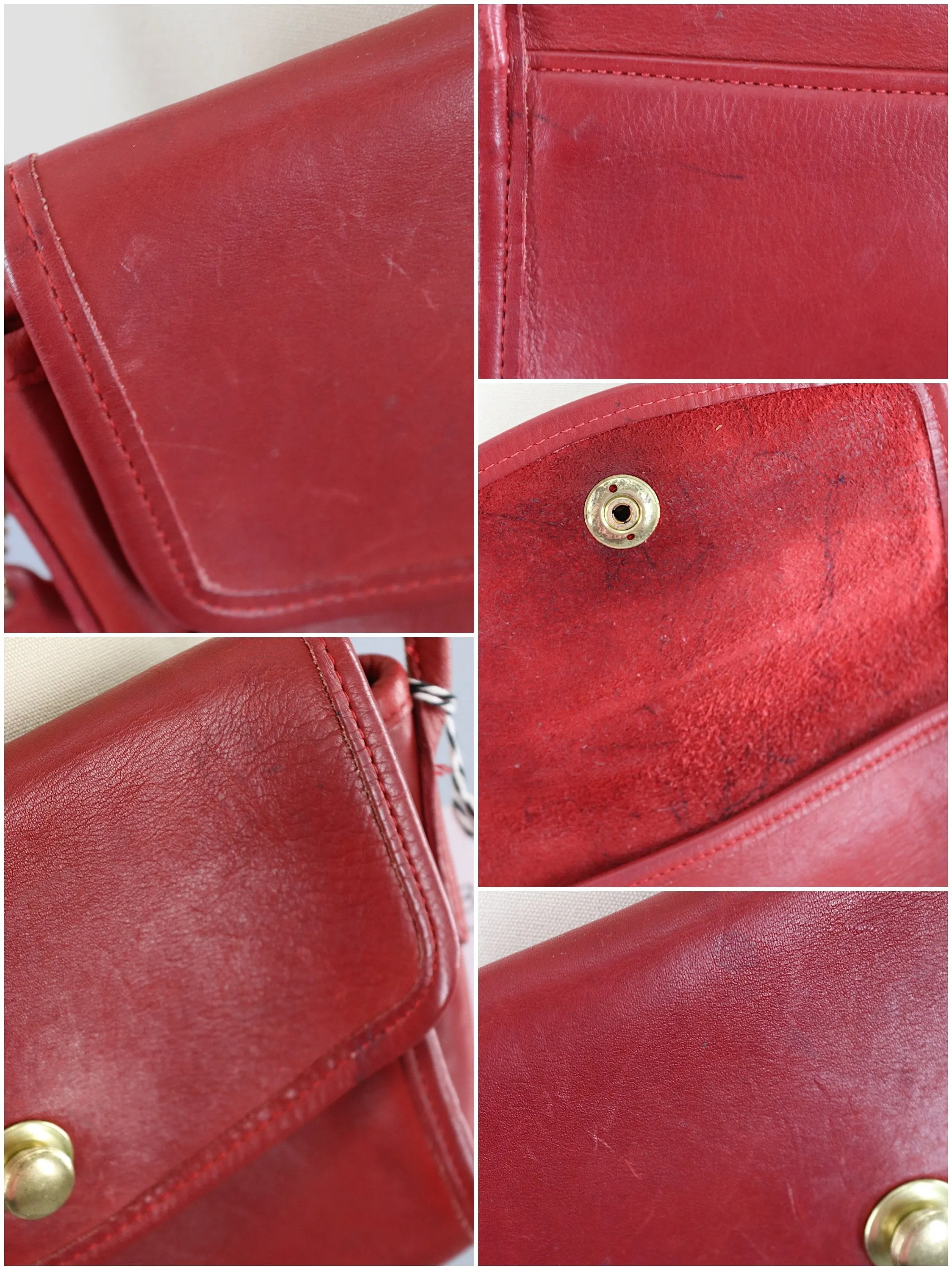 Vintage Red Leather COACH Cross Body Bag