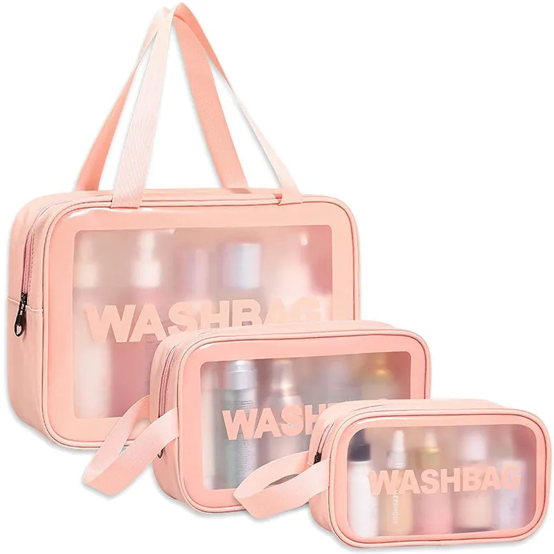 Waterproof Cosmetic Toiletry Makeup Translucent Travel Toiletries Organizer Bags