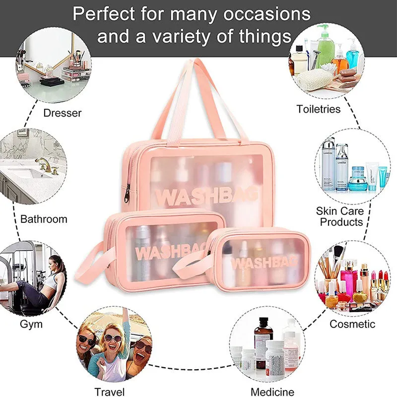 Waterproof Cosmetic Toiletry Makeup Translucent Travel Toiletries Organizer Bags