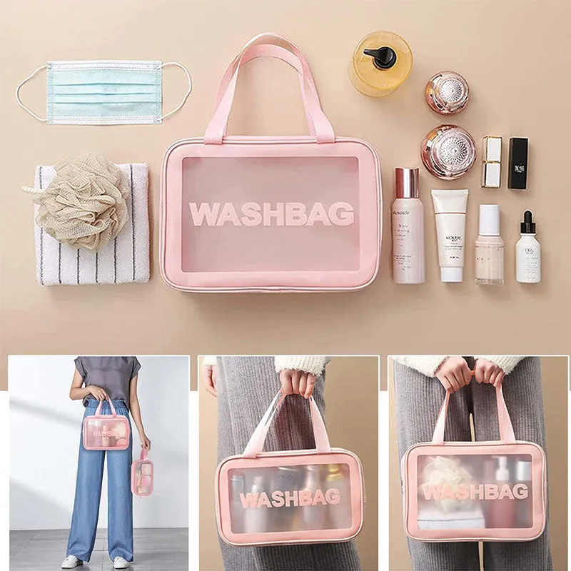 Waterproof Cosmetic Toiletry Makeup Translucent Travel Toiletries Organizer Bags