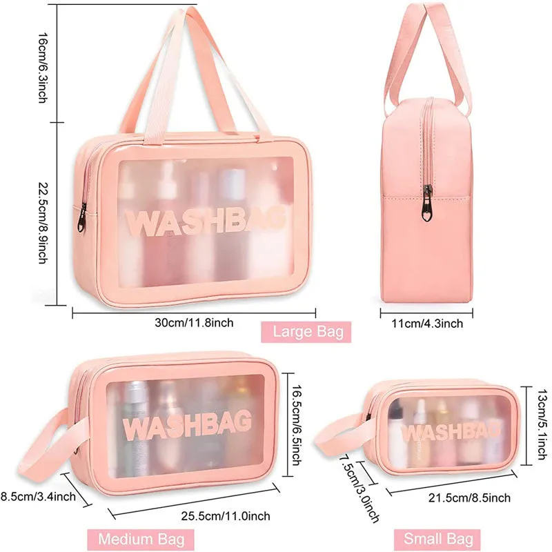 Waterproof Cosmetic Toiletry Makeup Translucent Travel Toiletries Organizer Bags