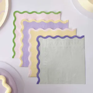 Wavy Pastel Party Napkins x 16