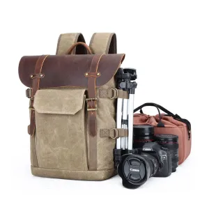 Waxed Canvas Camera and Lens Backpack