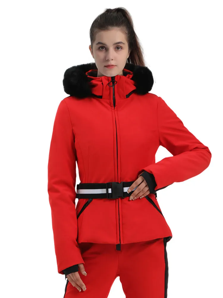 Women's Gsou Snow Mountain Chic Down Ski Jacket With Removable Faux Fur Hood