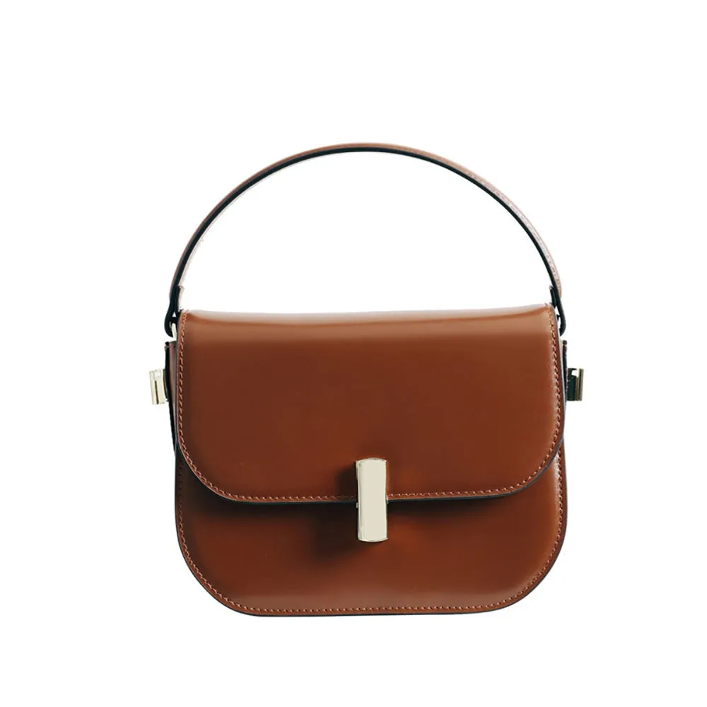 Womens Leather Medium Classic Box Flap Bag