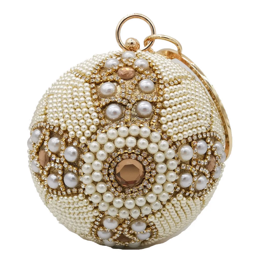 Women's Round Diamond Pearl Bag