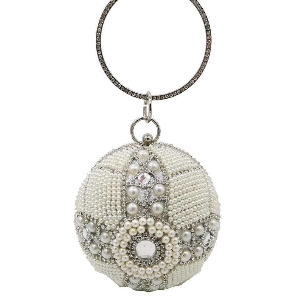 Women's Round Diamond Pearl Bag