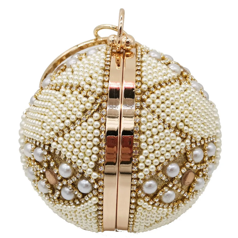 Women's Round Diamond Pearl Bag